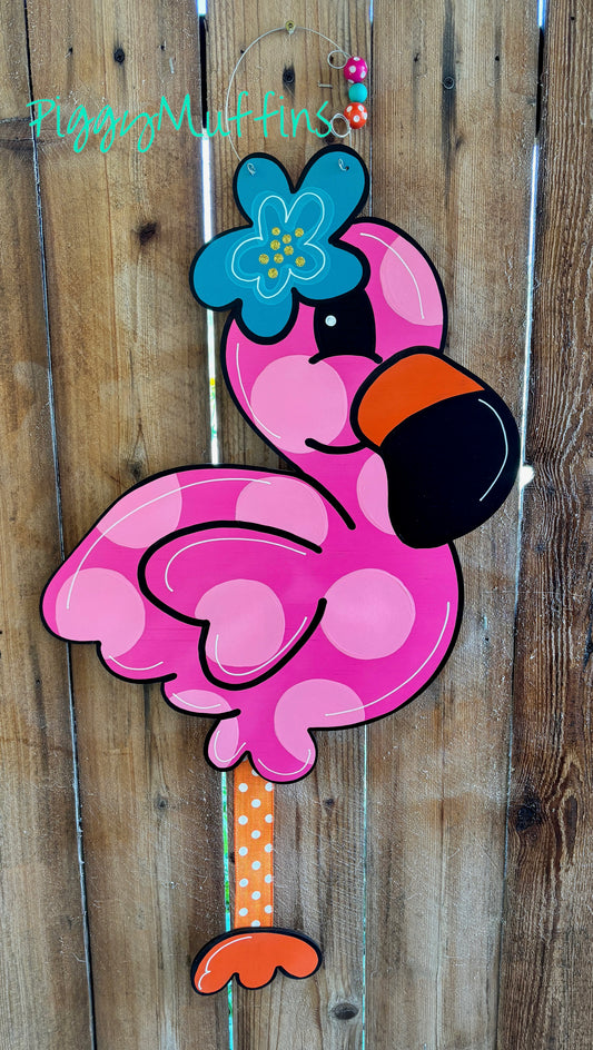 Flamingo Door Hanger: Summer Beach Wreath, 36-inch