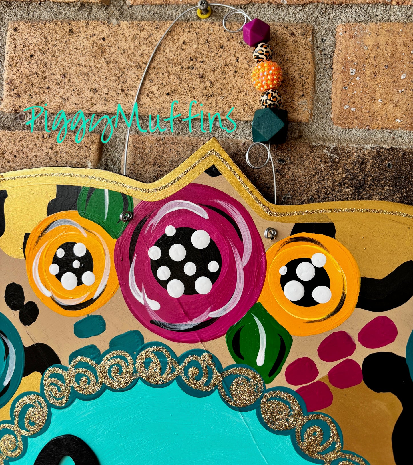 Floral Leopard Print Door Hanger: Custom Welcome Sign