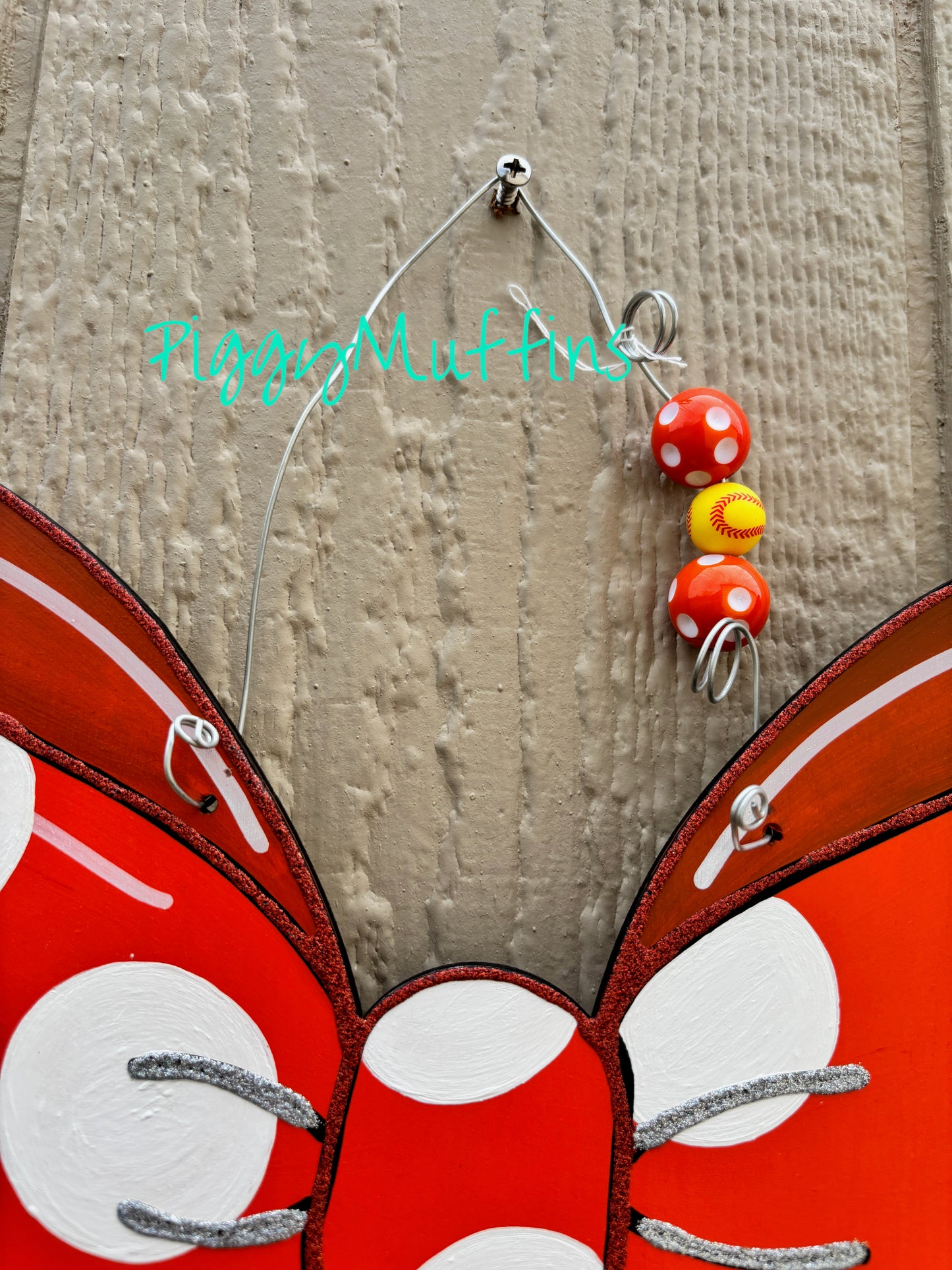 Custom Softball Coquette Bow Door Hanger: Softball Wreath