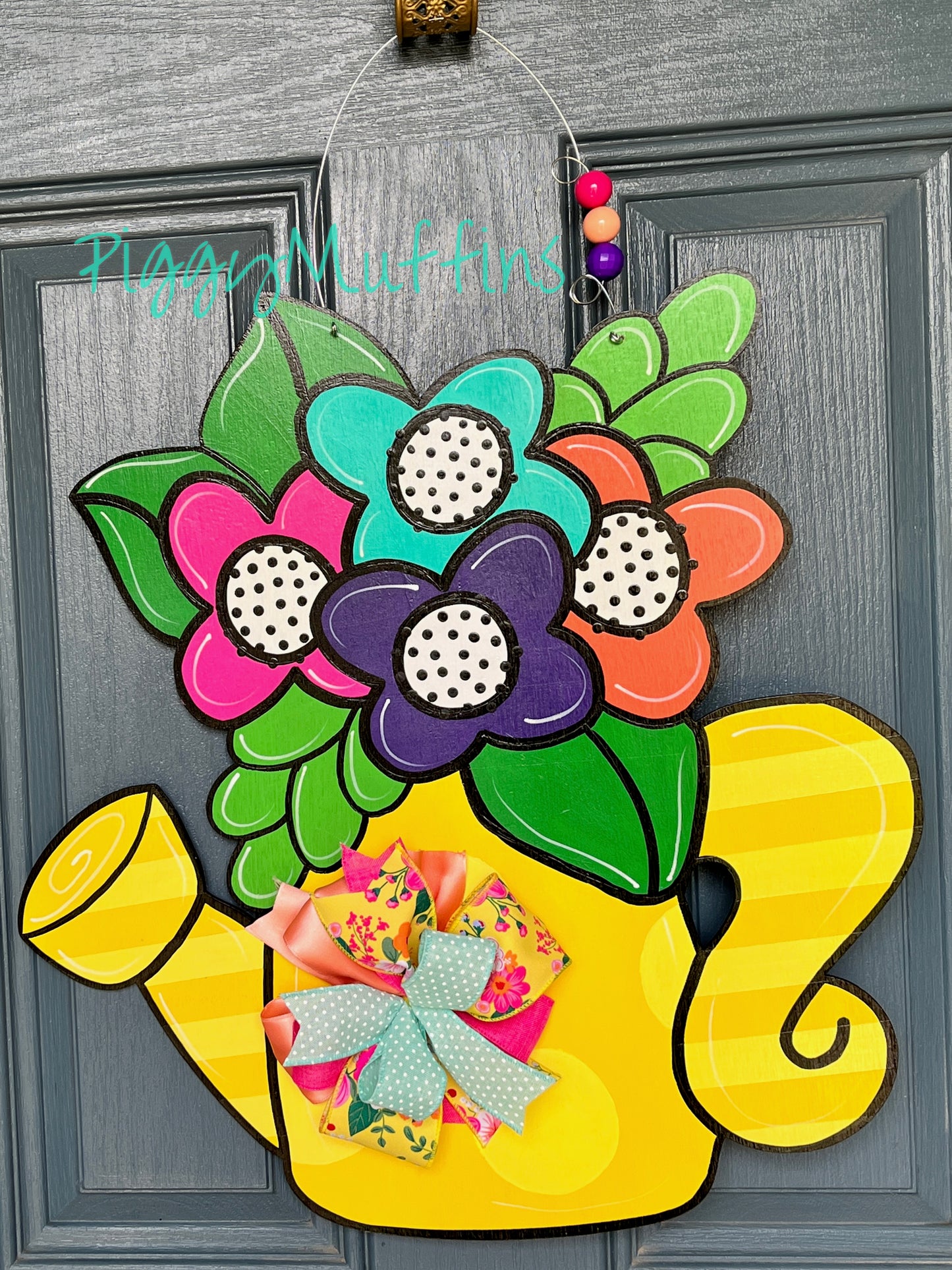 Spring door hanger | Flower Door Hanger | Spring Flowers Door Hanger | Easter Door Hanger | Door Hanger | Piggymuffins