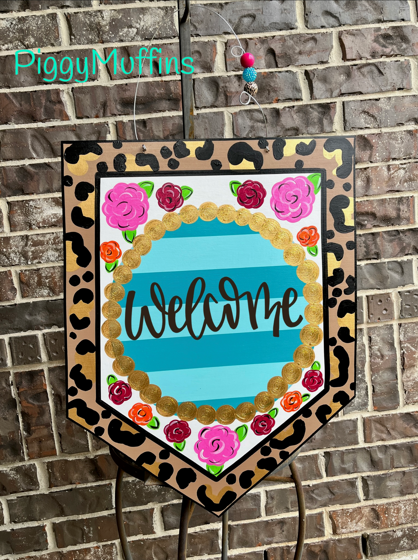 All Occasion Door Hanger - Floral Leopard Cheetah Print Door Hanger - Summer Door Hanger - Teacher Door Hanger - Spring Door Hanger