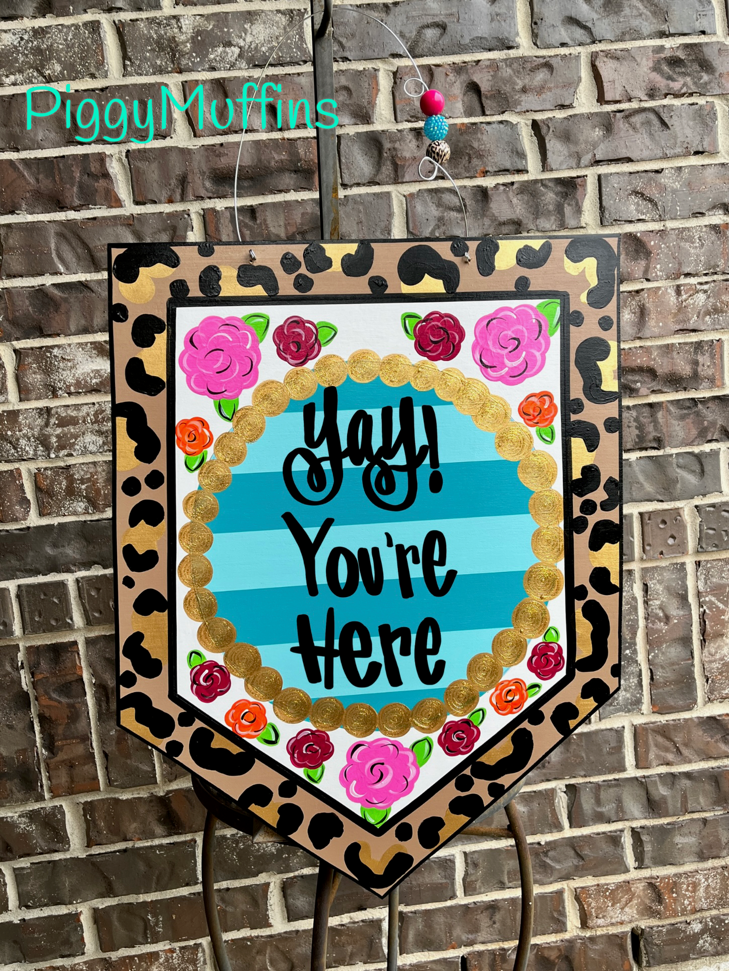 All Occasion Door Hanger - Floral Leopard Cheetah Print Door Hanger - Summer Door Hanger - Teacher Door Hanger - Spring Door Hanger