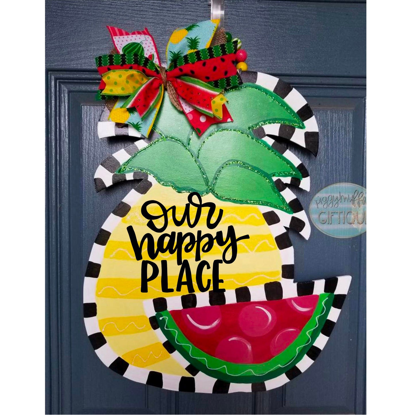 Pineapple Watermelon Door Hanger: Summer Welcome Sign