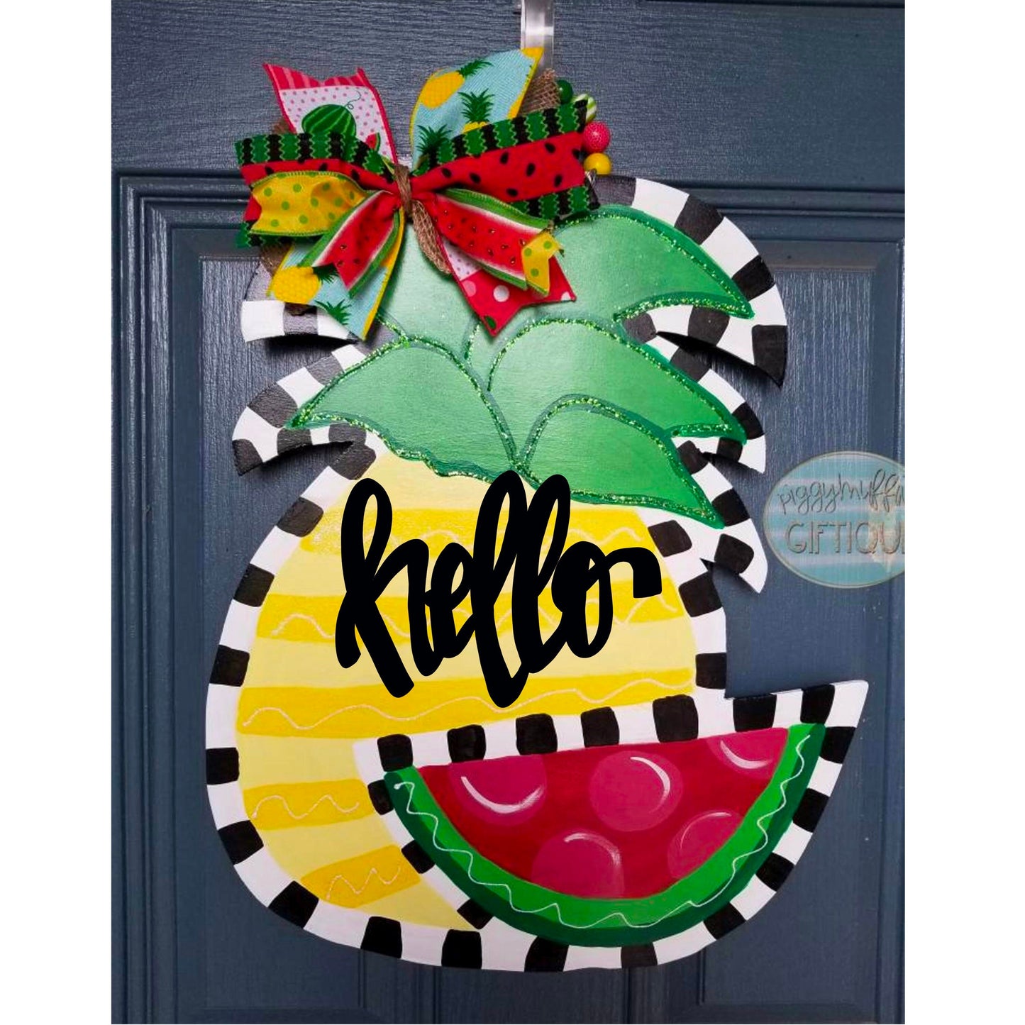 Pineapple Watermelon Door Hanger: Summer Welcome Sign