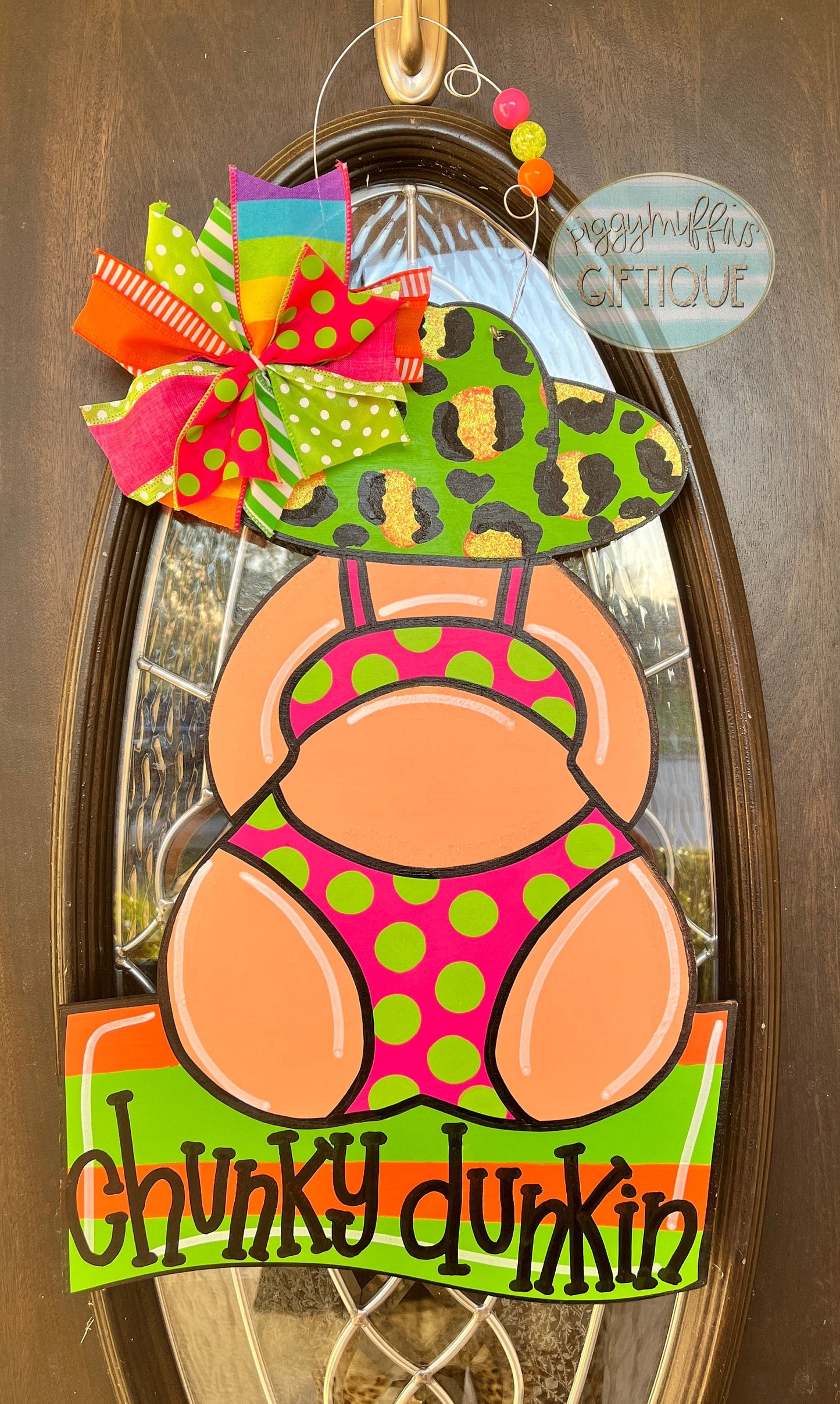 Chunky Dunkin Door Hanger - Summer Door Hanger - Bikini Theme Door Hanger - Lady in Bikini Door Hanger - Funny Door Hanger - Door Hanger
