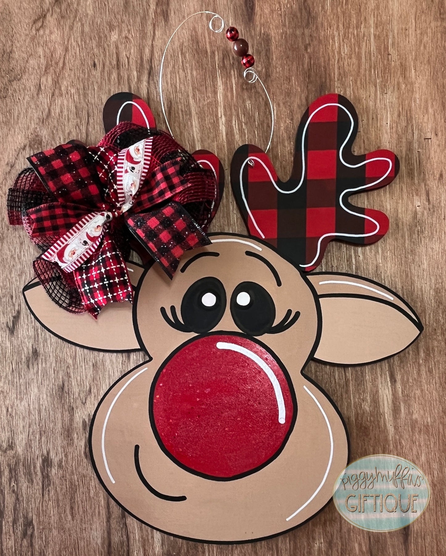 Christmas Door Hanger | Reindeer Door Hanger | Reindeer Wreath | Christmas Wreath | Christmas Door Decoration - Rudolph Door Hanger