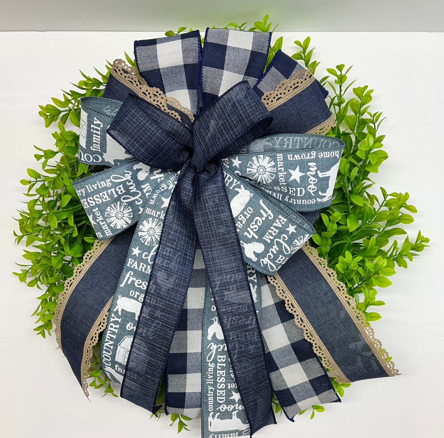 Farmhouse Wreath Bow, Wreath Bow, Spring Lantern Bow, Spring Bow, Spring Bow for Wreath, Door Hanger Bow, Spring Porch Bow