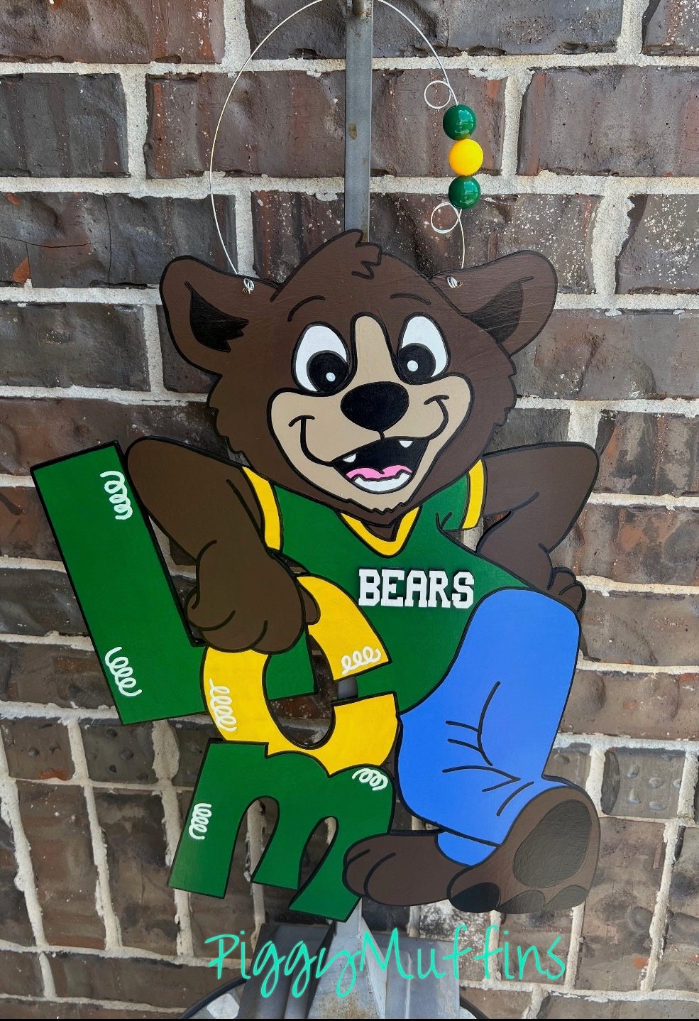 Bears Door Hanger - Custom Mascot Door Hanger - Football Door Hanger - Bear Mascot Wreath - Sports Wreath - Door Hanger - PiggyMuffins