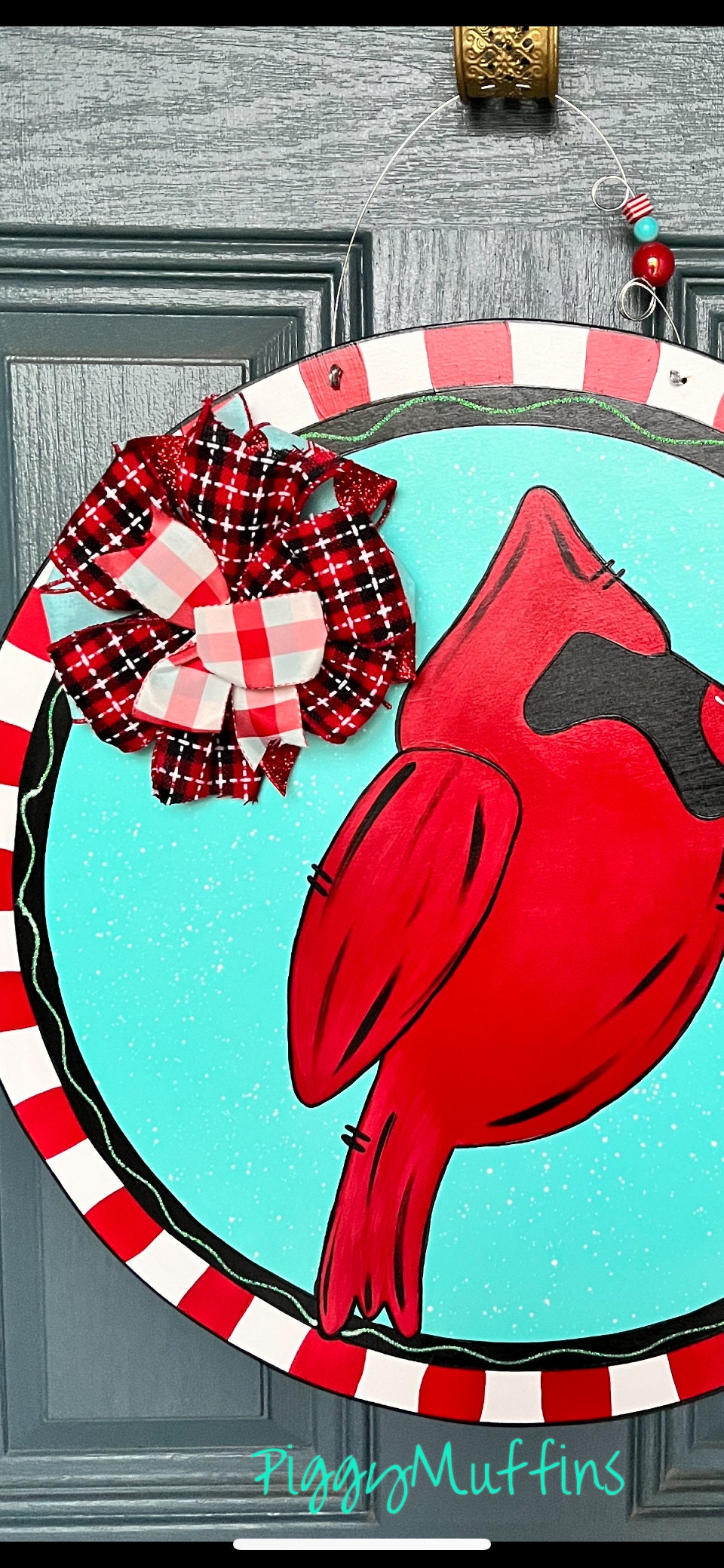 SHIPS TODAY! Christmas Door Hanger | Red Bird Door Hanger | Red Bird Wreath | Cardinal Wreath | Cardinal Door Hanger | PiggyMuffins