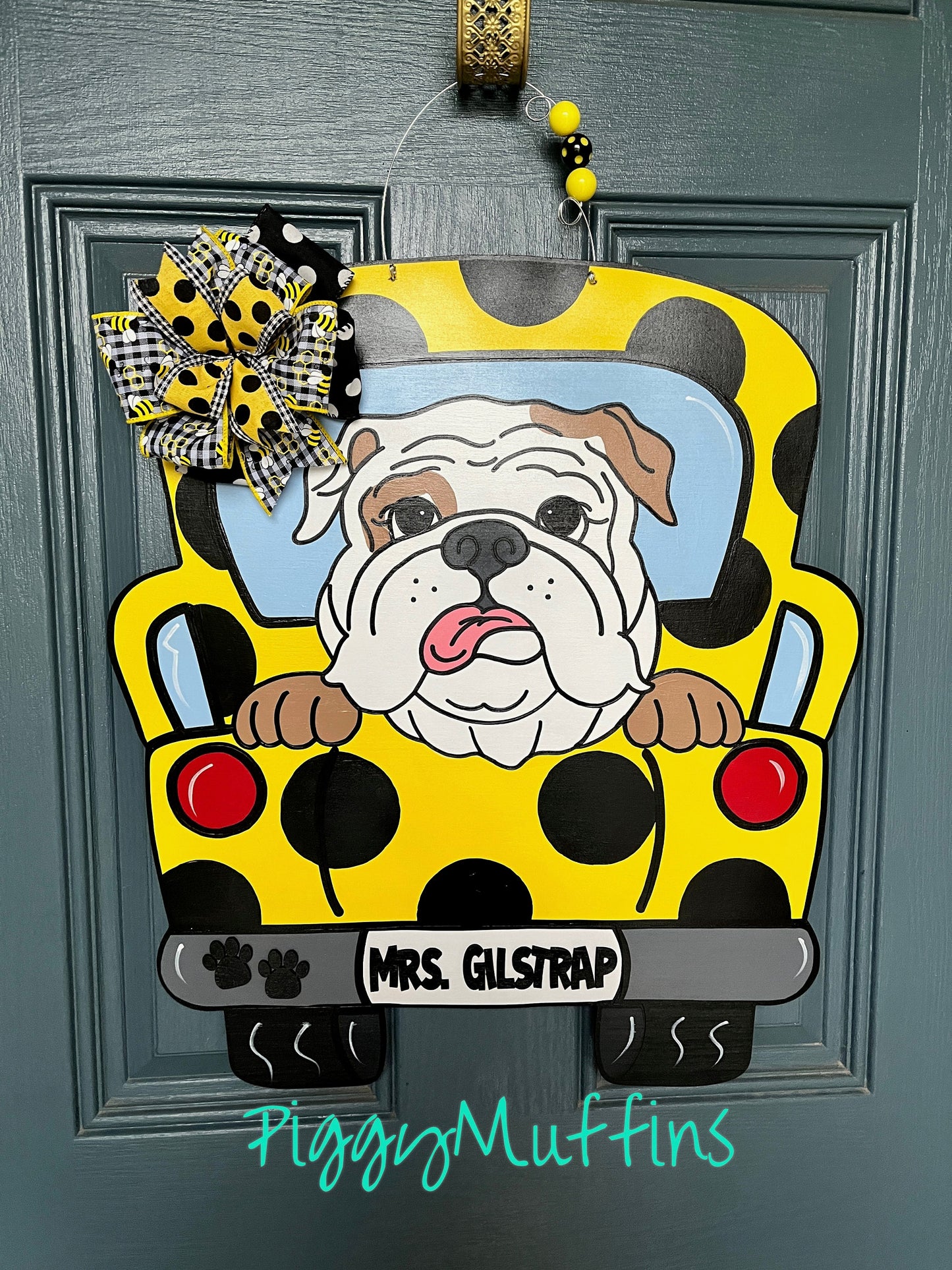 Personalized English Bulldog Door Hanger: Custom Dog Lover Gift
