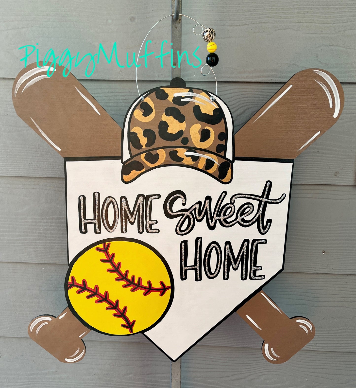 Softball Door Hanger | Home Sweet Home Door Hanger | School Spirit | SOFTBALL Decoration | Sports Wreath | PiggyMuffins | Sports Door Hanger