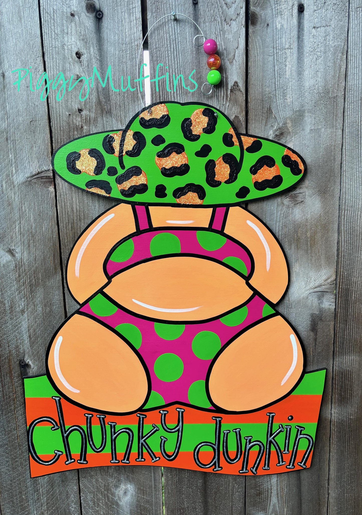 Chunky Dunkin Door Hanger - Summer Door Hanger - Bikini Theme Door Hanger - Lady in Bikini Door Hanger - Funny Door Hanger - Door Hanger