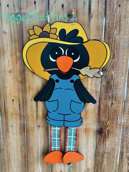 Handmade Fall Crow Door Hanger: Thanksgiving Autumn Decor