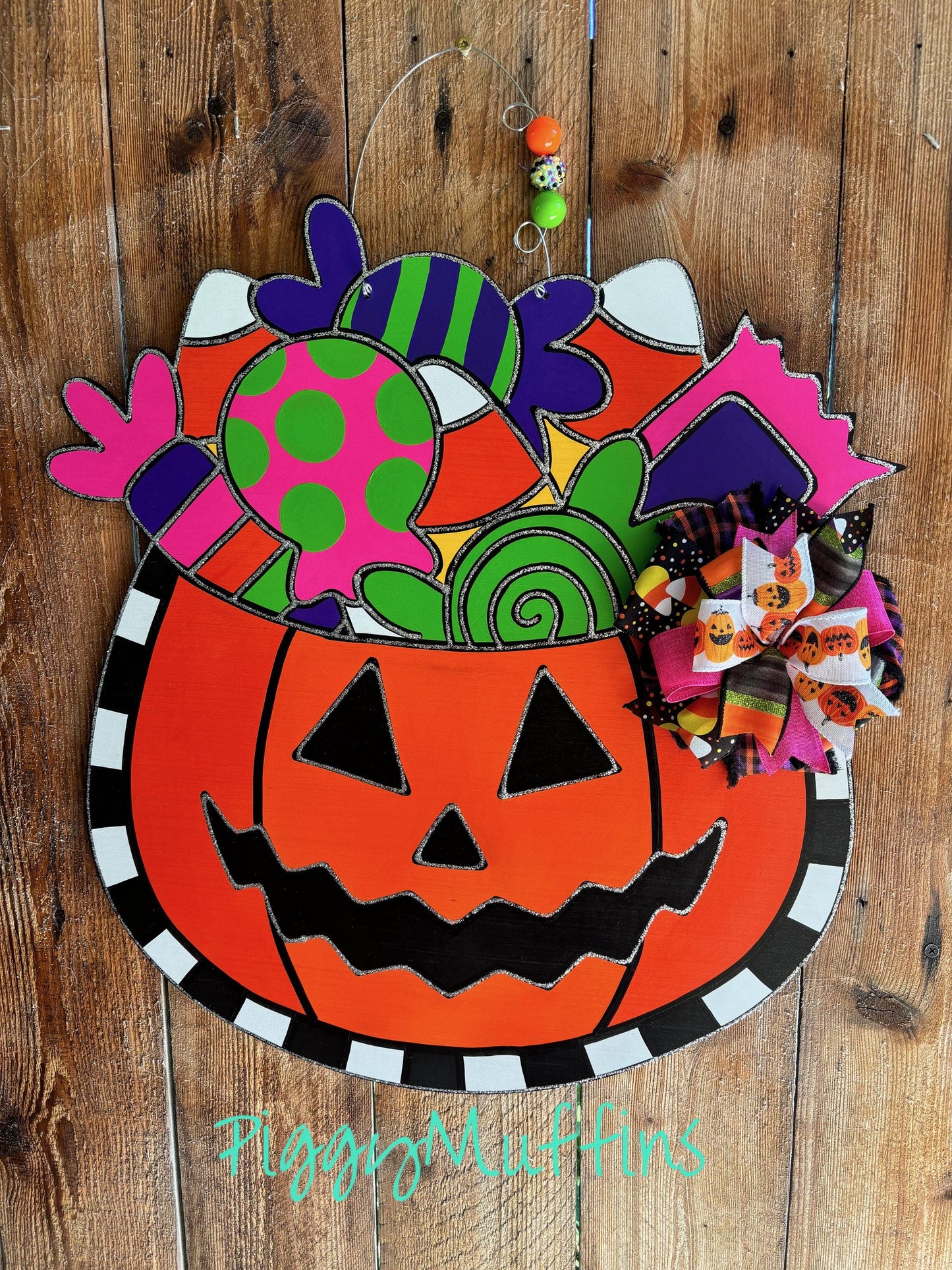 Halloween Door Hanger | Cute Whimsical Halloween Jack o LanternDoor Hanger | Halloween Wreath | Trick or Treat Wreath