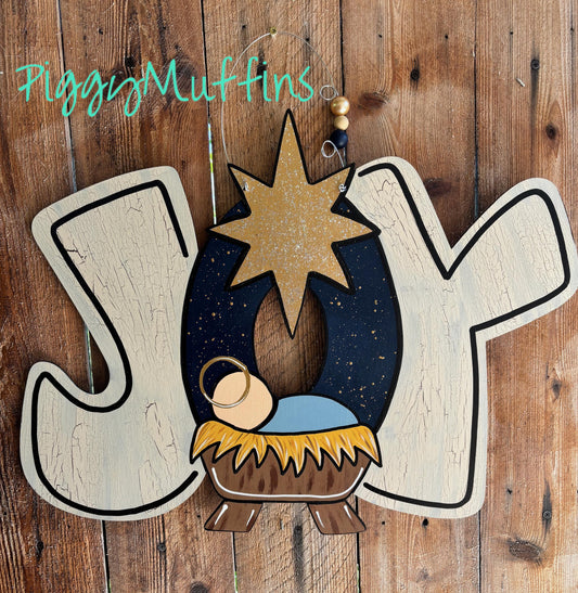Nativity Door Hanger: Baby Jesus Christmas Wreath