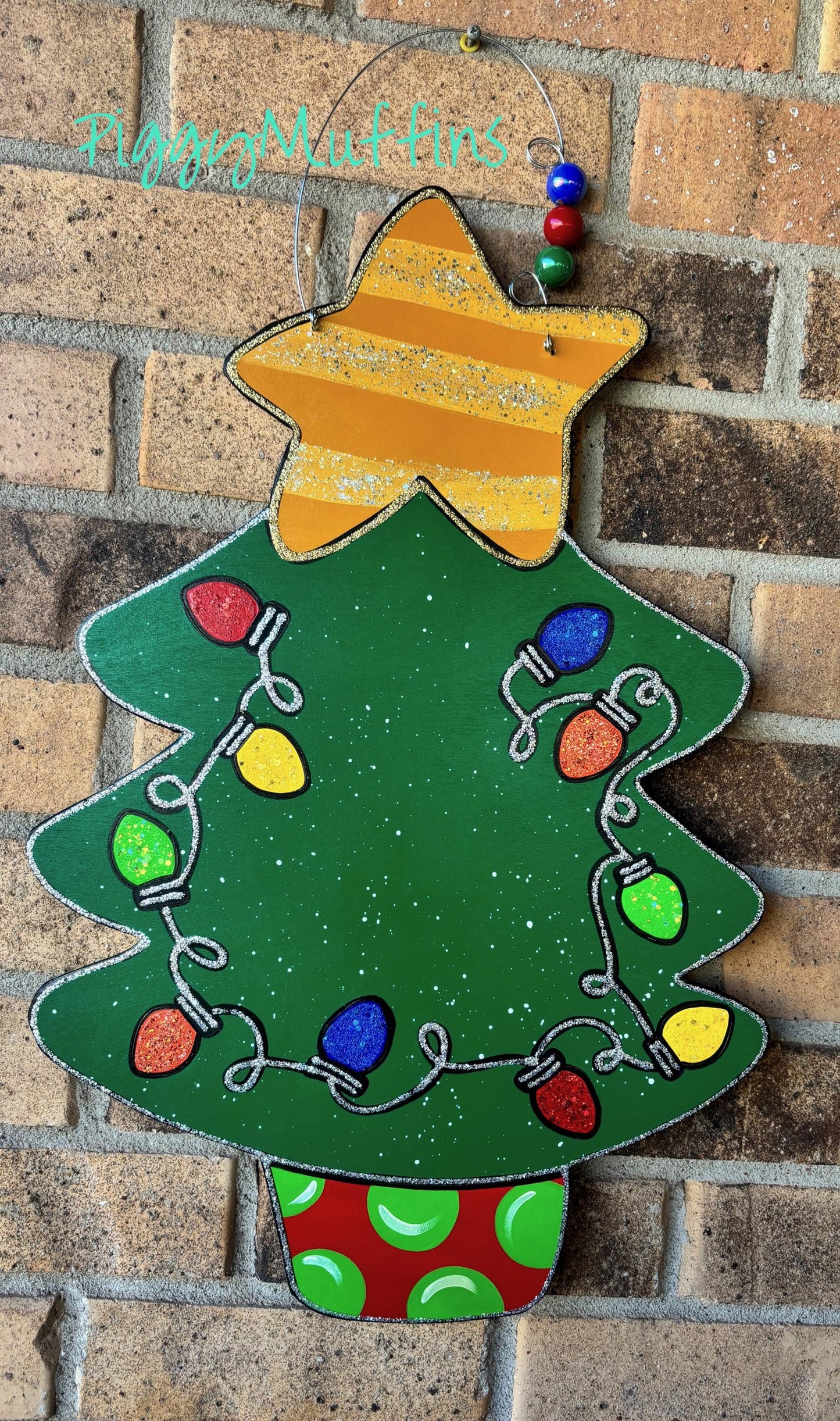 Christmas Tree Door Hanger | Christmas Door Hanger | Christmas Tree Wreath | Christmas Wreath | PiggyMuffins