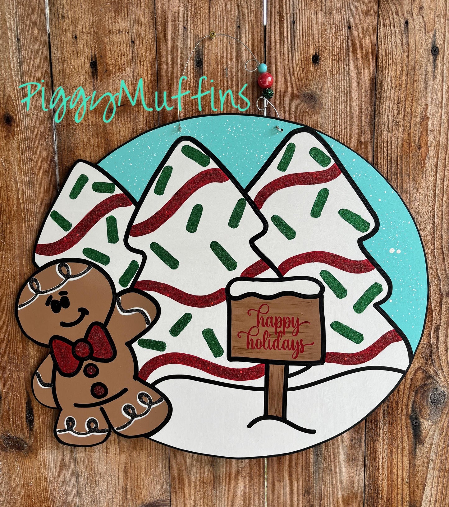 Christmas Tree Cake Door Hanger | Christmas Door Hanger | Gingerbread Christmas Door Hanger | Little Debbie | PiggyMuffins