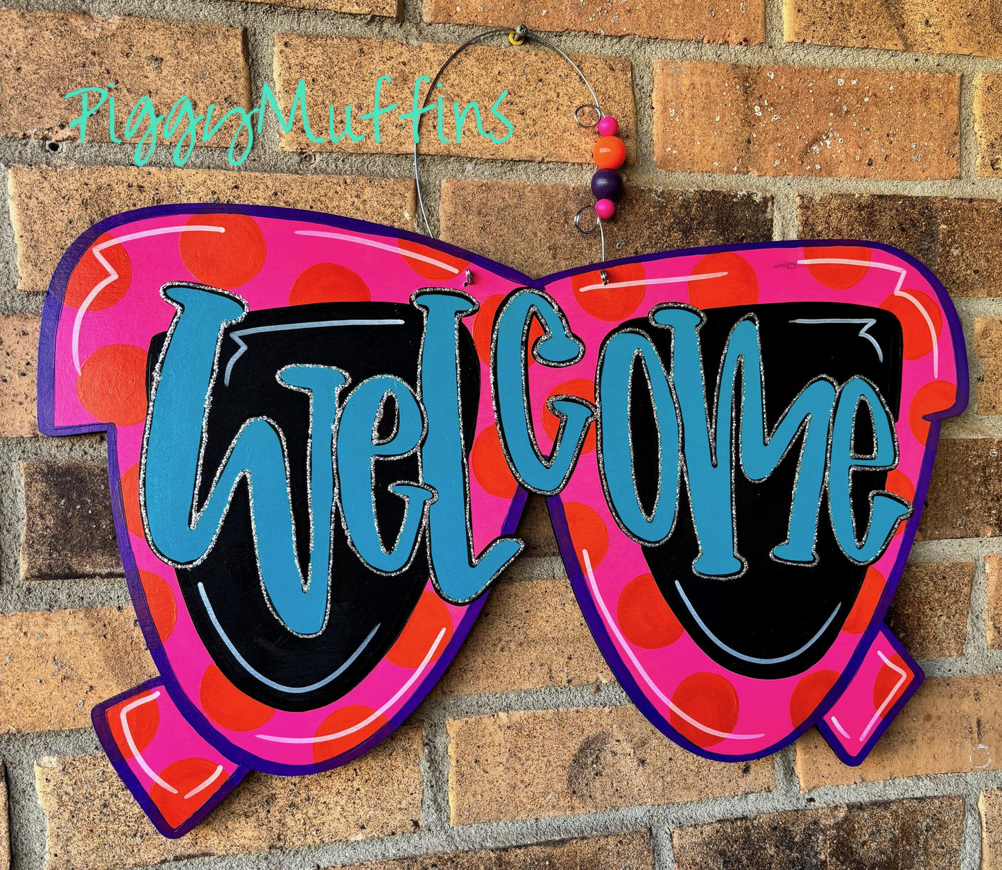 SHIPS TODAY! Sunglasses Door Hanger | Summer Door Hanger | Summer Wreath | Pool Door Hanger| Pool Sign | PiggyMuffins | Summer Decor