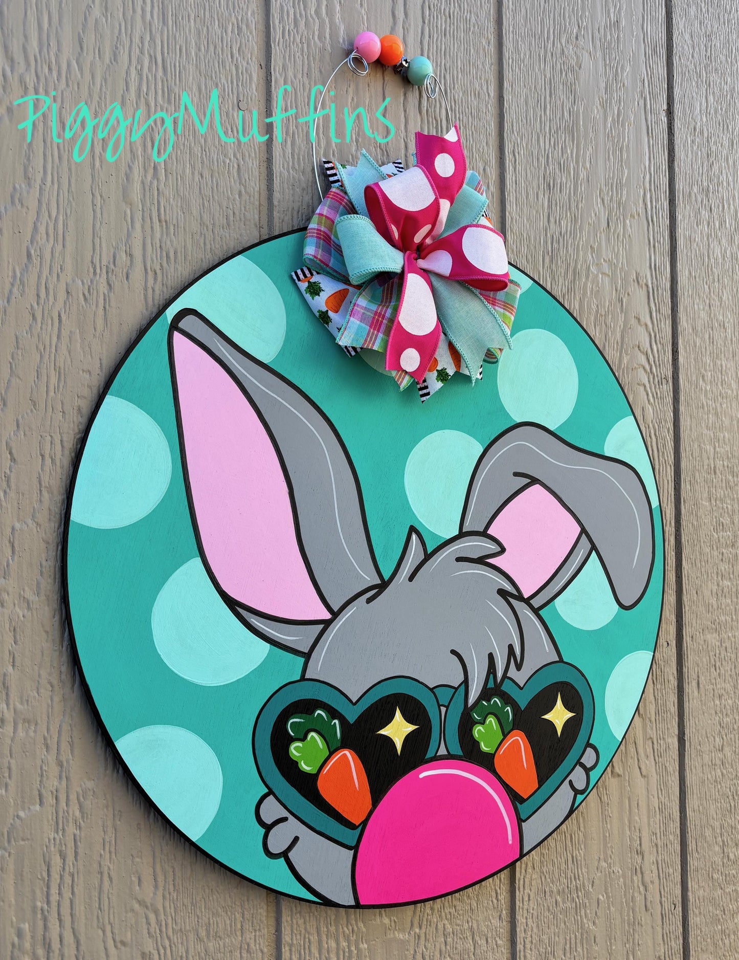 Bunny Door Hanger - Easter Door Hanger - Cute Bunny Door Hanger - Spring Door Hanger - Door Hanger - Bunny and Carrot - Piggymuffins