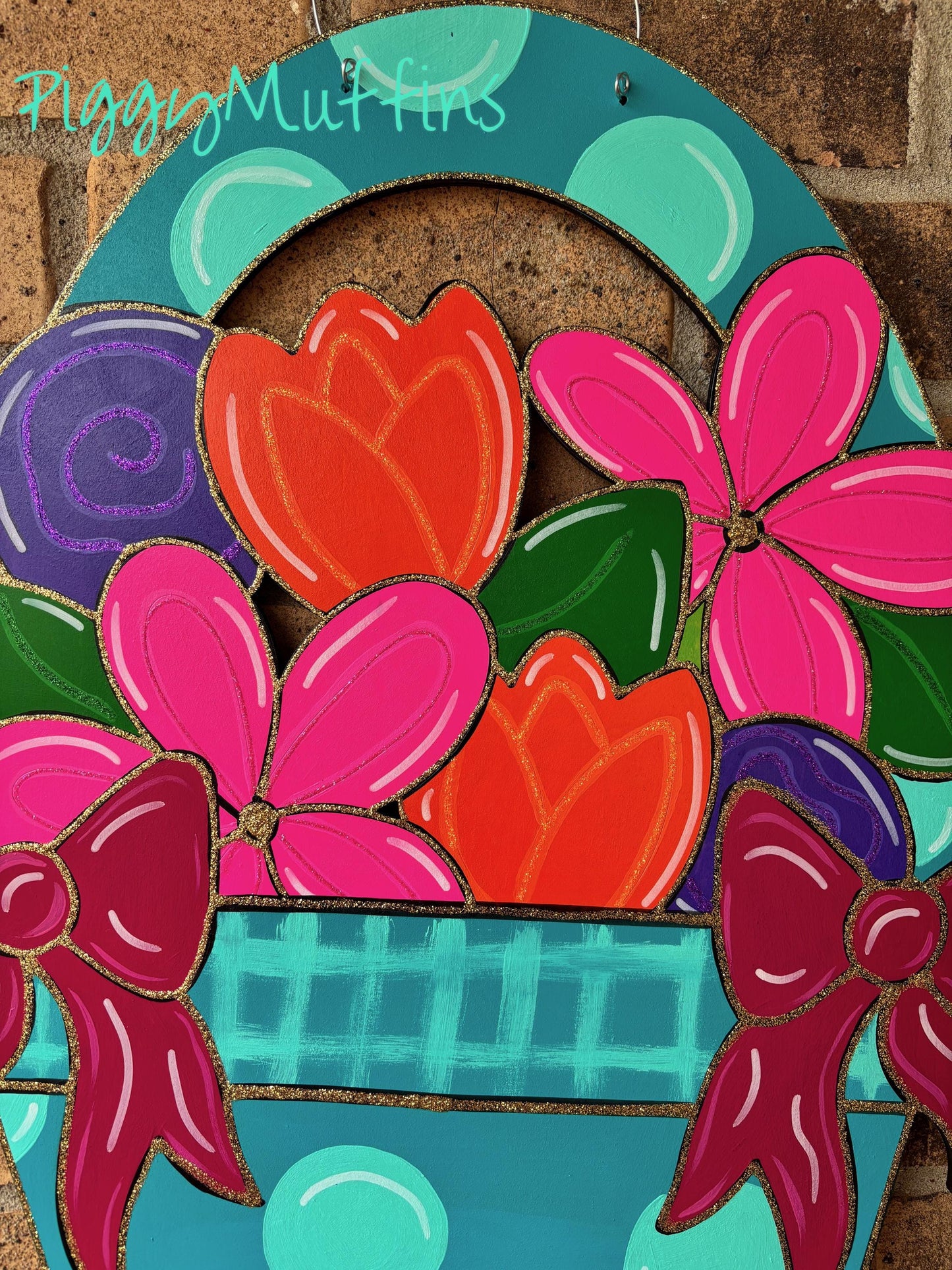 SHIPS TODAY! Flower Basket Door Hanger | Flower Door Hanger| Flower Wreath | Spring Door Hanger| Spring Wreath | PiggyMuffins | Spring Decor