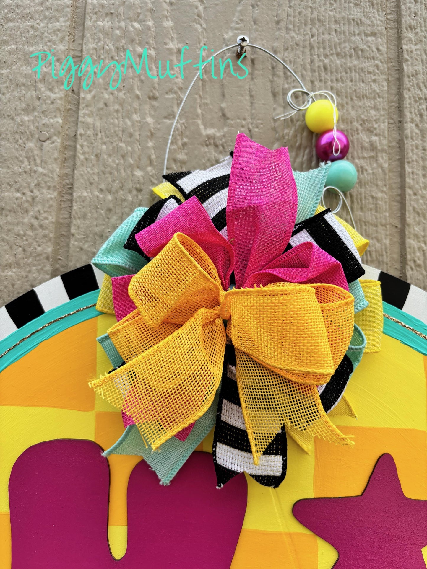 All Occasion Door Hanger - Checkerboard Door Hanger - Summer Door Hanger - Summer Wreath - Spring Door Hanger - PiggyMuffins