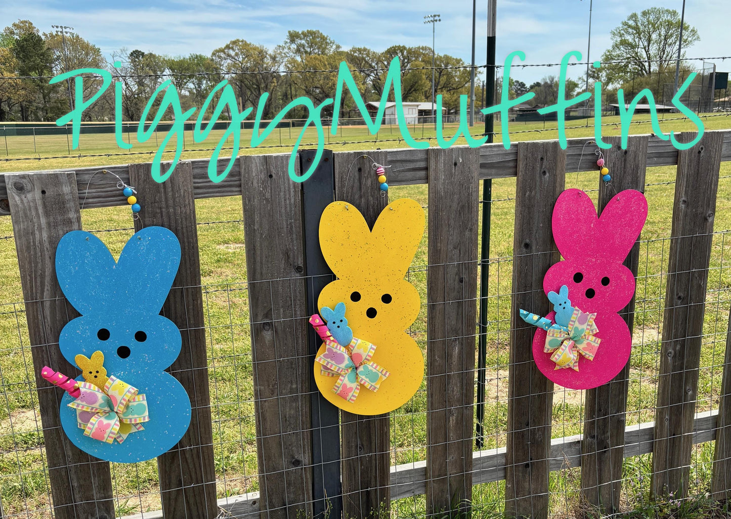 Bunny Door Hanger - Easter Door Hanger - Peeps Bunny Door Hanger - Spring Door Hanger - Door Hanger - PiggyMuffins