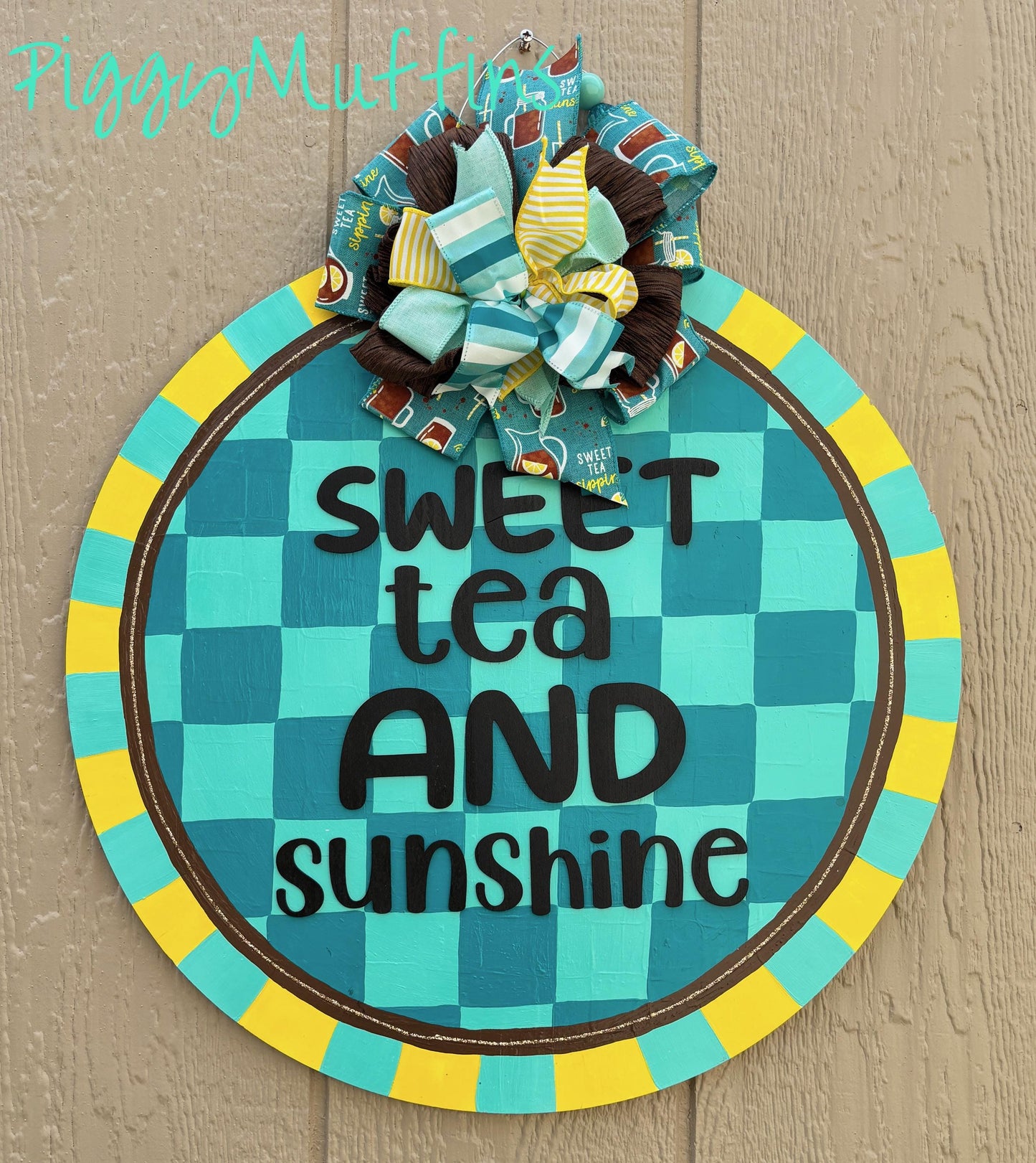 Floral Checkerboard Door Hanger: Sweet Tea and Sunshine Decor