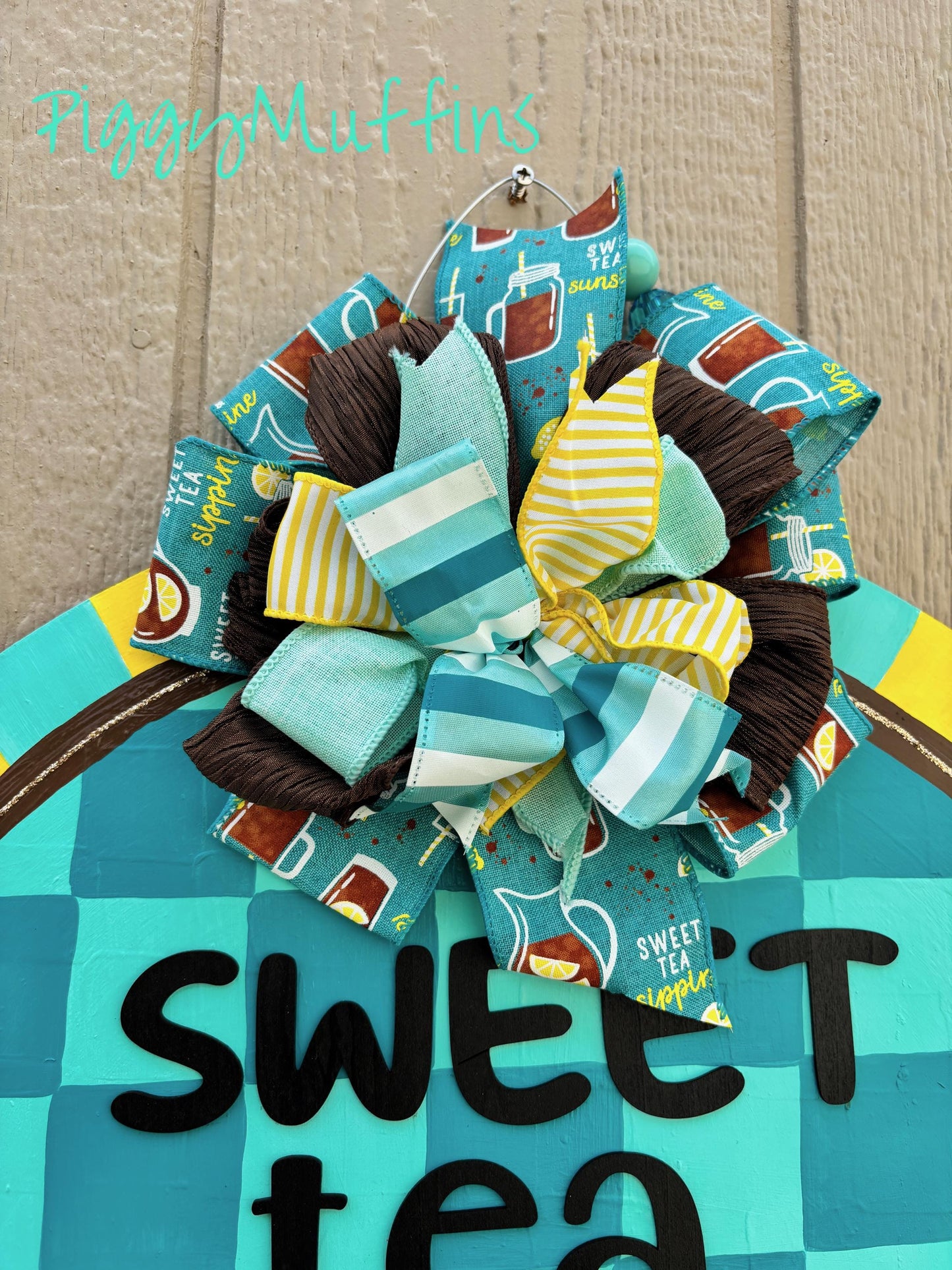 Floral Checkerboard Door Hanger: Sweet Tea and Sunshine Decor