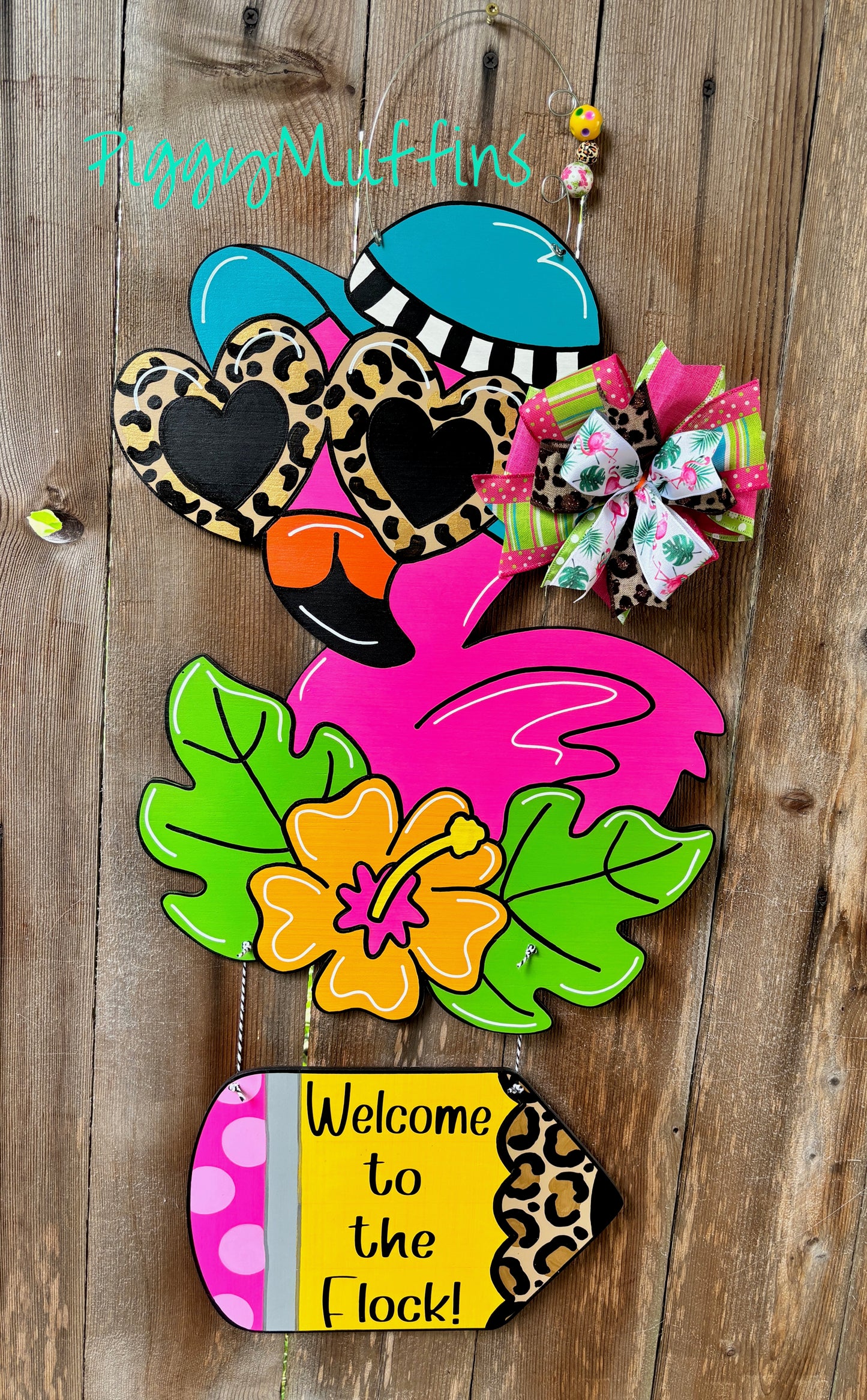 Flamingo Teacher Door Hanger: Wild About School Classroom Decor