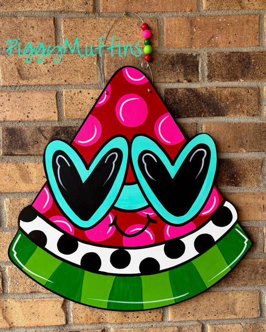 Watermelon Door Hanger: Whimsical Summer Sign, Acrylic Paint