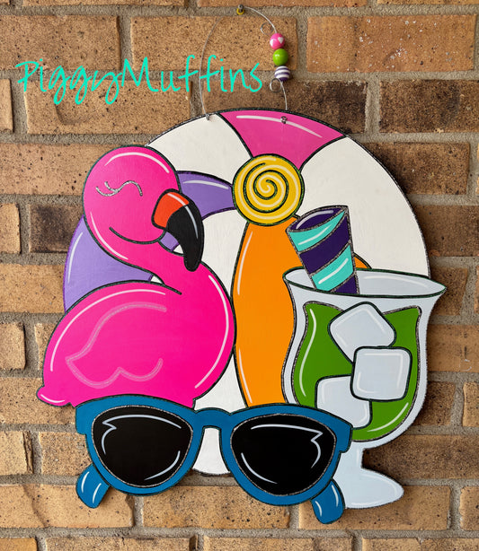 Pool Party Door Hanger: Summer Beach House Wreath