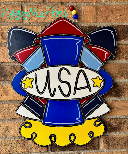 Memorial Day Door Hanger Day | Fourth of July Door Hanger | Patriotic Door Hanger | USA door hanger | Summer Door Hanger | Patriotic Wreath