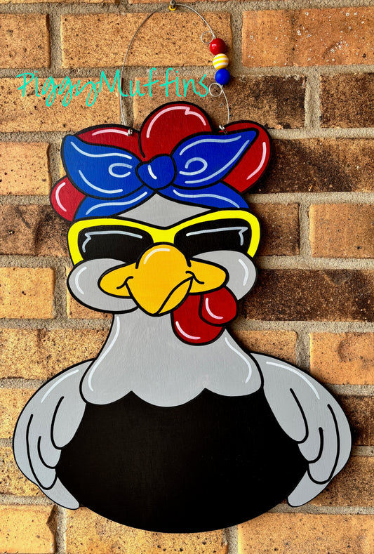 Handmade Chicken Door Hanger: Welcome Coop Decor