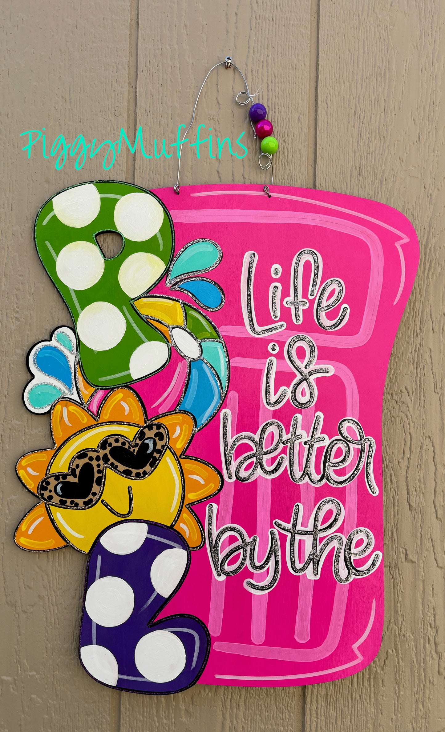 Pool Door Hanger: Summer Beach House Wreath, Pool Party Sign