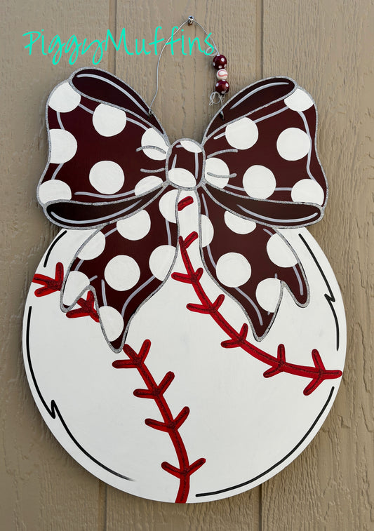 Baseball Door Hanger: Hand-Painted Team Spirit Decor