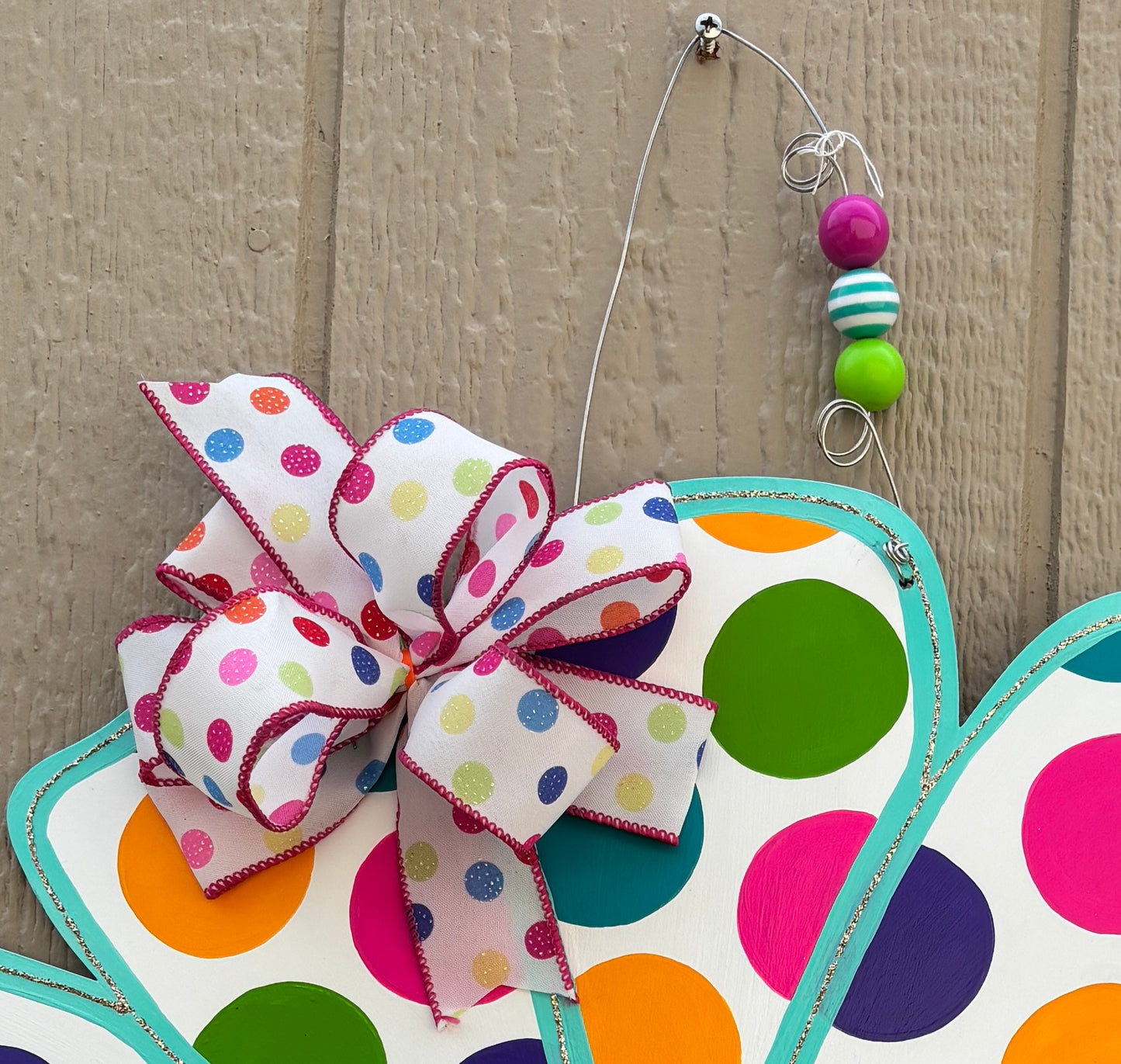 Flower Door Hanger: Polka Dot Spring Wreath, 22-inch
