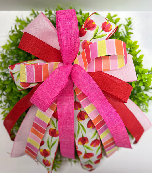 Spring Wreath Bow, Easter Wreath Bow, Spring Lantern Bow, Easter Basket Bow, Spring Bow for Wreath, Spring Door Hanger Bow, Spring Porch Bow