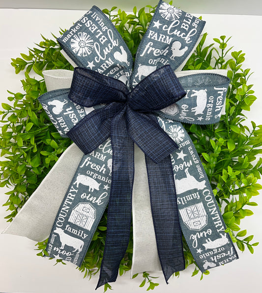 Handmade Farmhouse Wreath Bow: Spring Door Hanger Decor