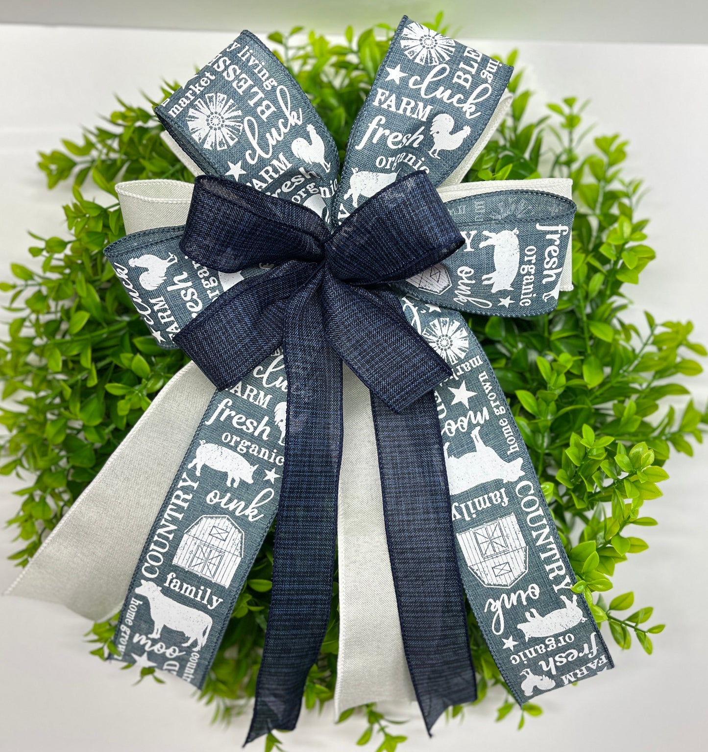 Handmade Farmhouse Wreath Bow: Spring Door Hanger Decor