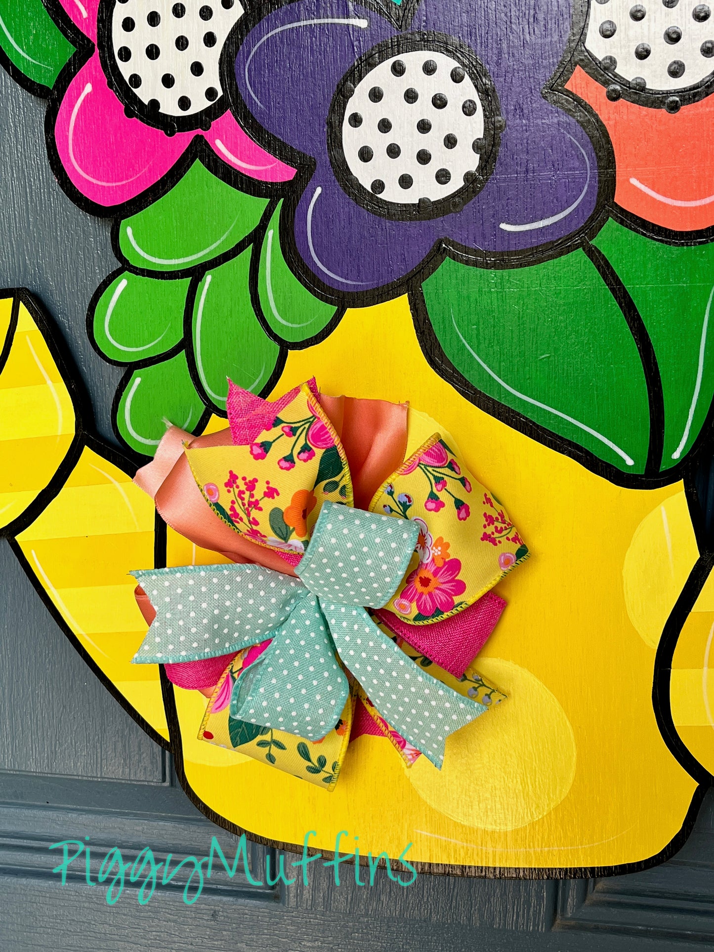 Spring door hanger | Flower Door Hanger | Spring Flowers Door Hanger | Easter Door Hanger | Door Hanger | Piggymuffins