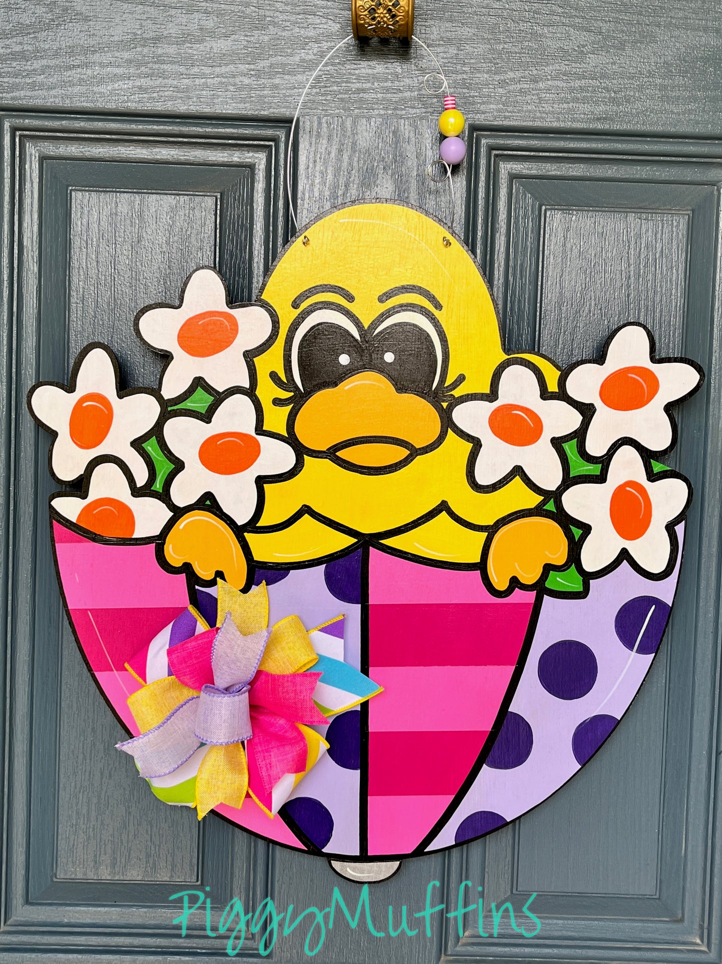 Spring door hanger | Duck Door Hanger | Spring Flowers Door Hanger | Easter Door Hanger | Door Hanger