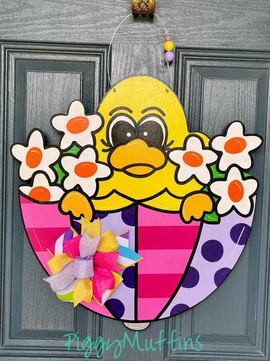 Spring door hanger | Duck Door Hanger | Spring Flowers Door Hanger | Easter Door Hanger | Door Hanger