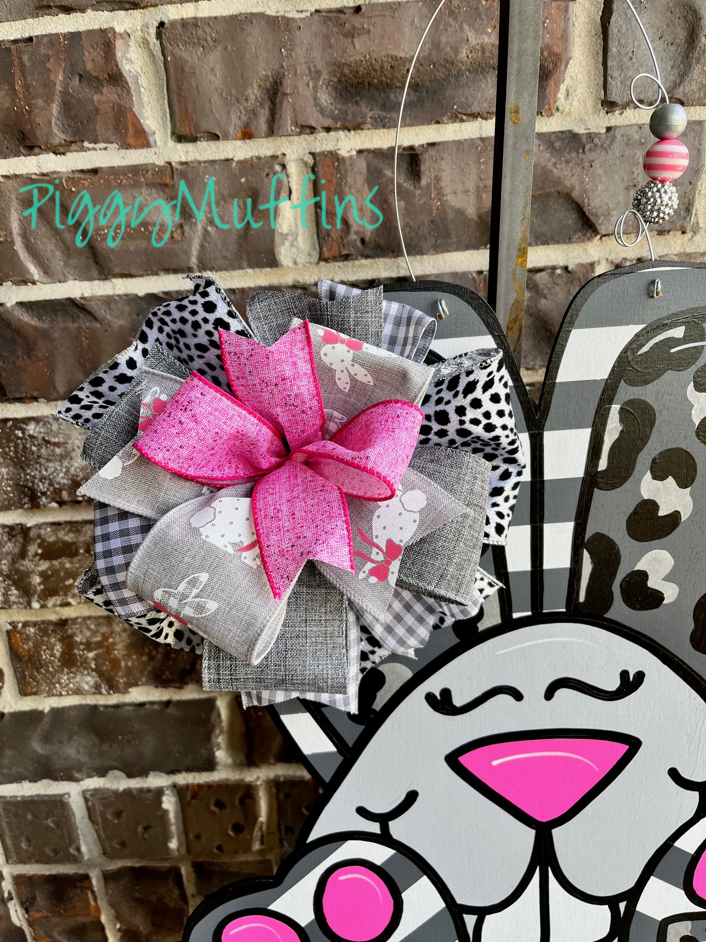 Bunny Door Hanger -  Easter Door Hanger - Leopard Cheetah Print Bunny Door Hanger - Spring Door Hanger - Door Hanger