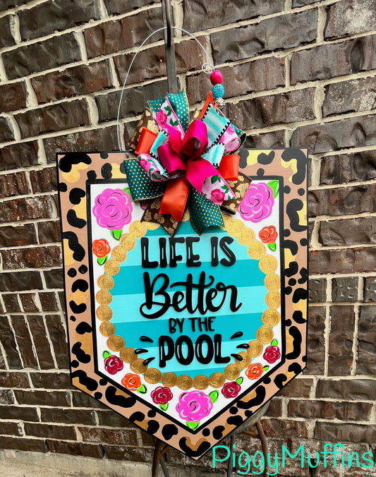 All Occasion Door Hanger - Floral Leopard Cheetah Print Door Hanger - Summer Door Hanger - Teacher Door Hanger - Spring Door Hanger