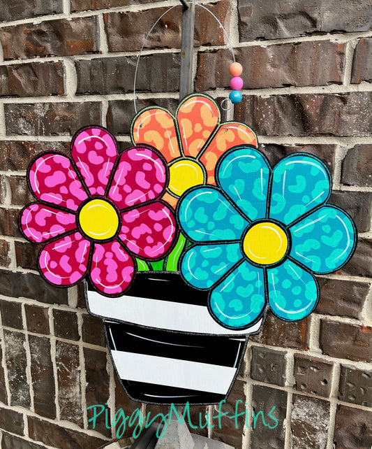 Spring door hanger | Flower Door Hanger | Spring Flowers Door Hanger | Easter Door Hanger | Door Hanger | Piggymuffins