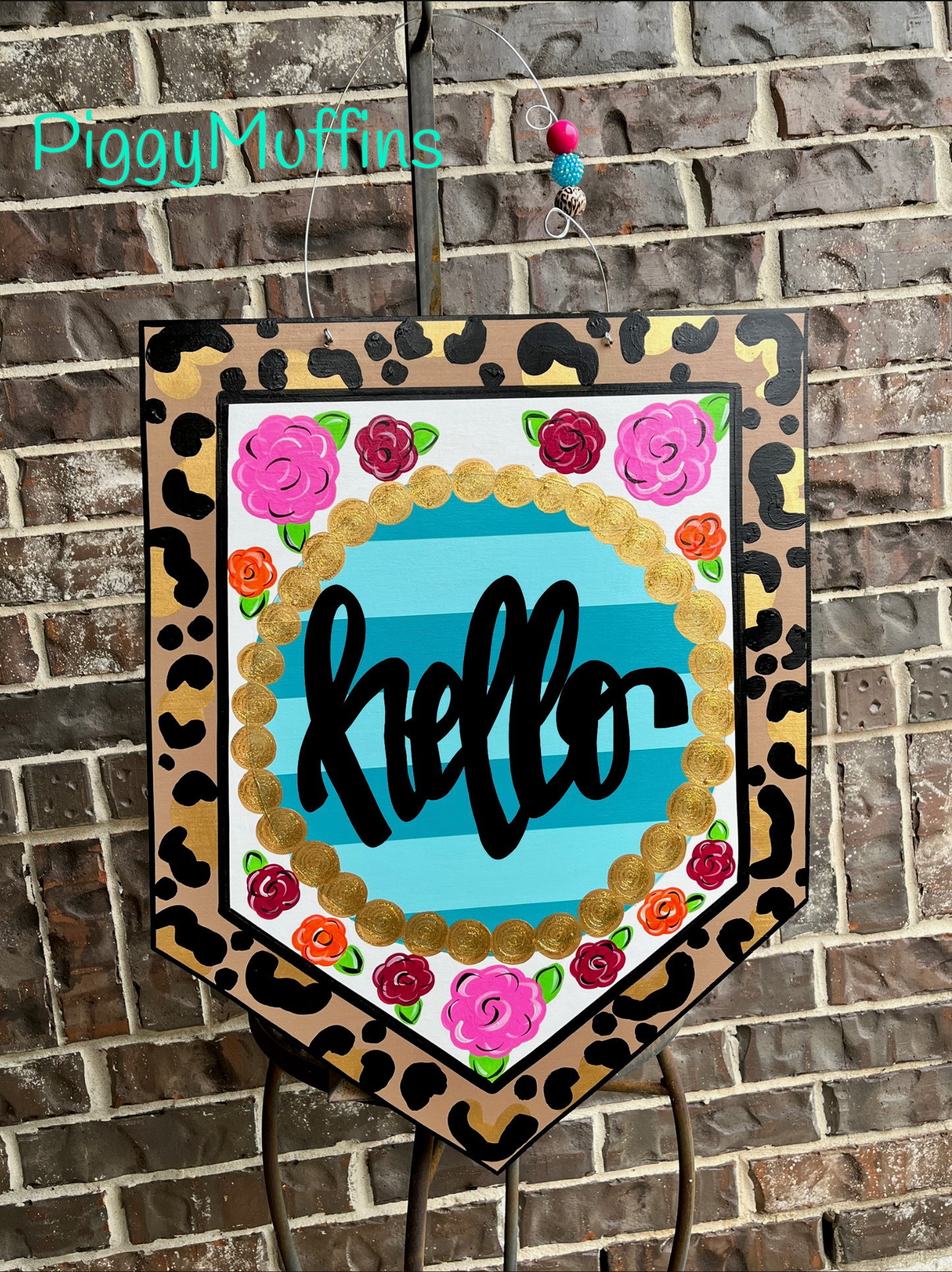 All Occasion Door Hanger - Floral Leopard Cheetah Print Door Hanger - Summer Door Hanger - Teacher Door Hanger - Spring Door Hanger
