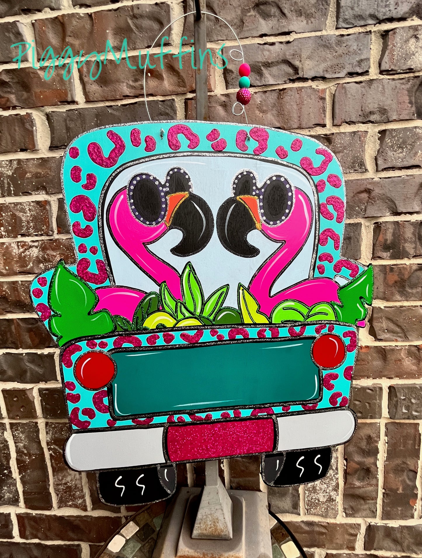Flamingo Door Hanger - Summer Door Hanger - Beach Door Hanger - Flamingo Wreath - Summer Wreath - Piggymuffins