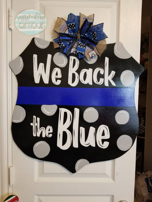 Back the Blue Door Hanger | Thin Blue Line Door Hanger | Police Door Hanger | Deputy Door Hanger | Law Enforcement Door Hanger | Door Hanger