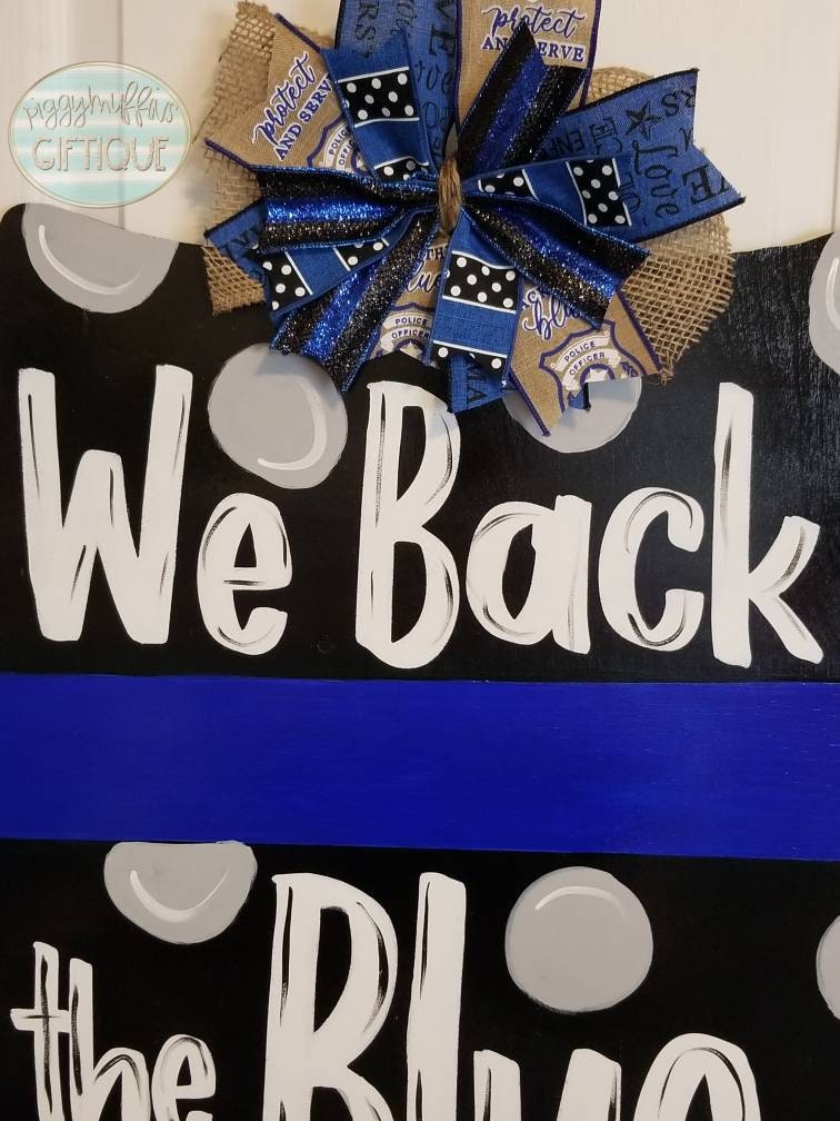 Back the Blue Door Hanger | Thin Blue Line Door Hanger | Police Door Hanger | Deputy Door Hanger | Law Enforcement Door Hanger | Door Hanger