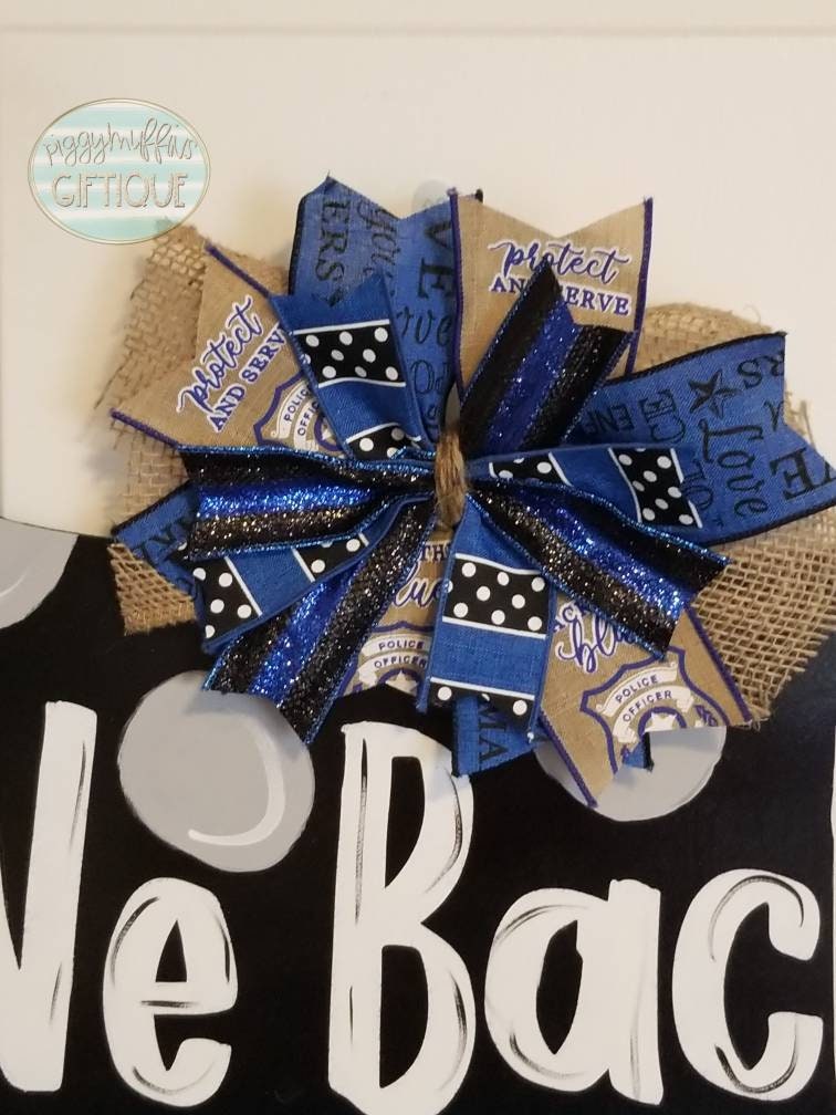 Back the Blue Door Hanger | Thin Blue Line Door Hanger | Police Door Hanger | Deputy Door Hanger | Law Enforcement Door Hanger | Door Hanger